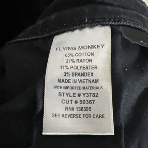 Flying Monkey Black Jeans Women's 32 Chew Hem Button Fly Stretch High Rise - Picture 11 of 12